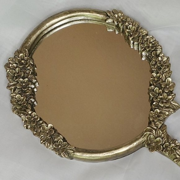 Other - Floral Gold‎ Tone Hand Mirror